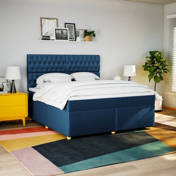 Box spring postel s matrací modrá 180x200 cm textil 3291372