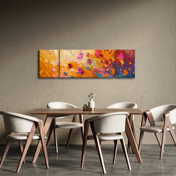 Obraz - Malba barevných květin (170x50 cm)