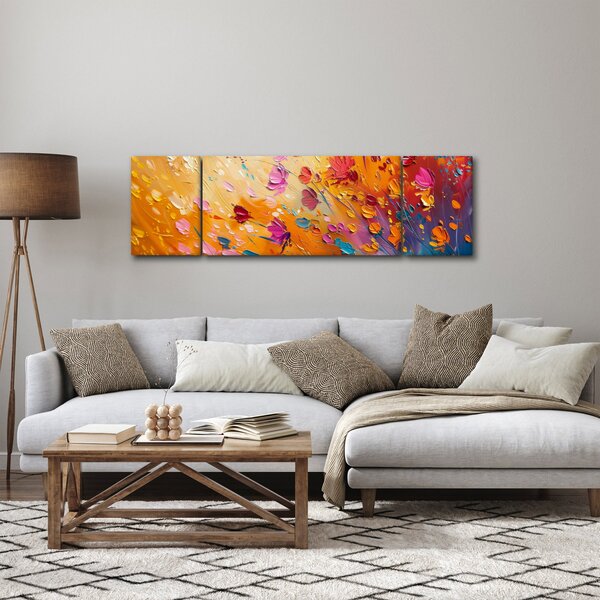 Obraz - Malba barevných květin (170x50 cm)