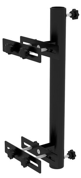 Držák slunečníku Outsunny na balkon s nastavitelnými svorkami pro zábradlí, podporuje slunečníky s průměrem 48 mm a 38 mm, 21x14x58 cm, černý kov | Ao