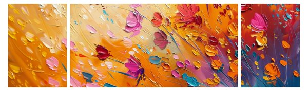Obraz - Malba barevných květin (170x50 cm)