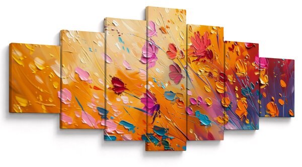 Obraz - Malba barevných květin (210x100 cm)