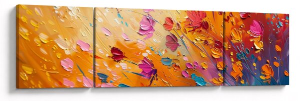 Obraz - Malba barevných květin (170x50 cm)