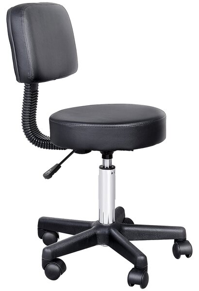 HOMCOM Černý Výškově Nastavitelný Křeslo s Otočnými Kolečky a Ergonomickým Opěradlem | Aosom