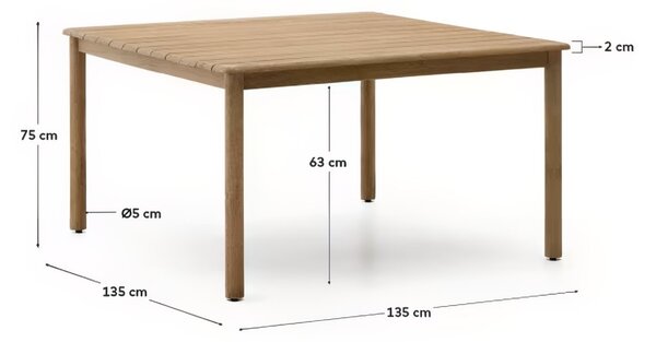 Dřevěný zahradní stůl Kave Home Sori 135 x 135 cm