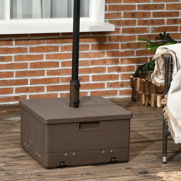 Outsunny Základna pro Slunečník s Hmotností, Která Slouží jako Boční Stůl a Květináč s Odtokovými Koly a Rukojeťmi, PE a Kov, Rozměry 53 x 53 x 47 cm