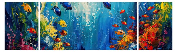 Obraz - Malba podmořského světa (170x50 cm)