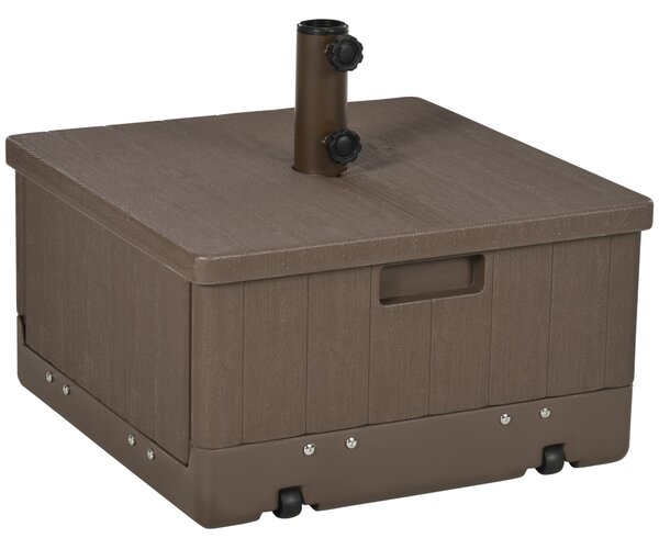 Outsunny Základna pro Slunečník s Hmotností, Která Slouží jako Boční Stůl a Květináč s Odtokovými Koly a Rukojeťmi, PE a Kov, Rozměry 53 x 53 x 47 cm