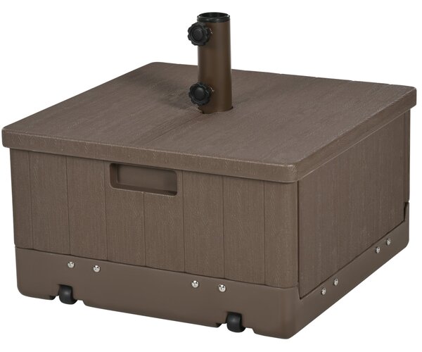 Outsunny Základna pro Slunečník s Hmotností, Která Slouží jako Boční Stůl a Květináč s Odtokovými Koly a Rukojeťmi, PE a Kov, Rozměry 53 x 53 x 47 cm