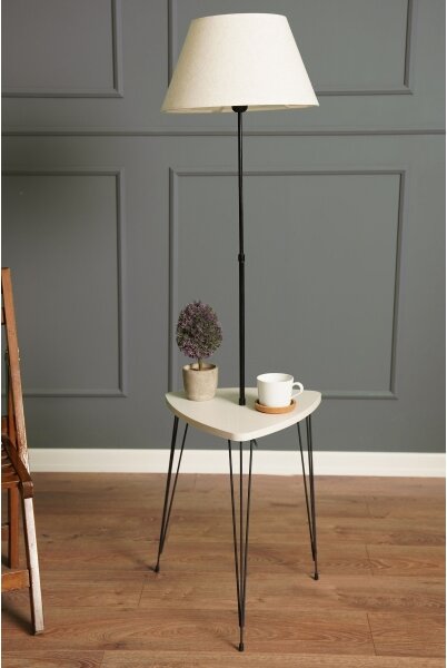 Stojací lampa se stolkem 1xE27/40W/230V černá/krémová