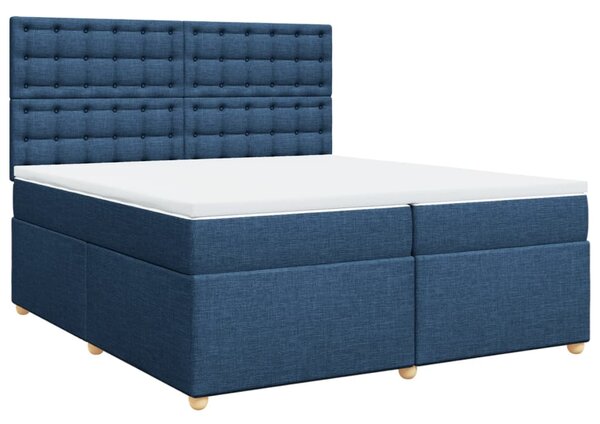 Box spring postel s matrací modrá 200x200 cm textil 3291407