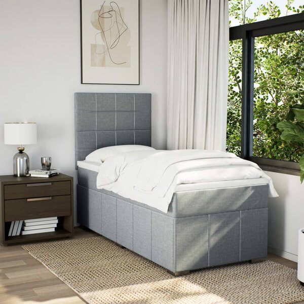 Box spring postel s matrací světle šedá 80 x 200 cm textil 3293795
