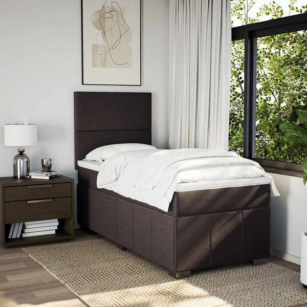 Box spring postel s matrací tmavě hnědá 90x200 cm textil 3291547