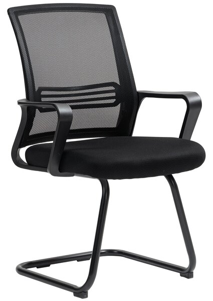 HOMCOM Křeslo do Kanceláře s Mřížkovaným Potahem, Ergonomické Křeslo na Schůzky s Kluznou Podlahou, pro Zasedací Místnost, Ložnici, Čekárnu, Recepce