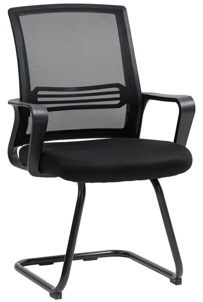 HOMCOM Křeslo do Kanceláře s Mřížkovaným Potahem, Ergonomické Křeslo na Schůzky s Kluznou Podlahou, pro Zasedací Místnost, Ložnici, Čekárnu, Recepce