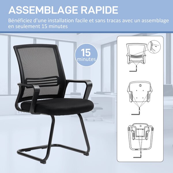 HOMCOM Křeslo do Kanceláře s Mřížkovaným Potahem, Ergonomické Křeslo na Schůzky s Kluznou Podlahou, pro Zasedací Místnost, Ložnici, Čekárnu, Recepce