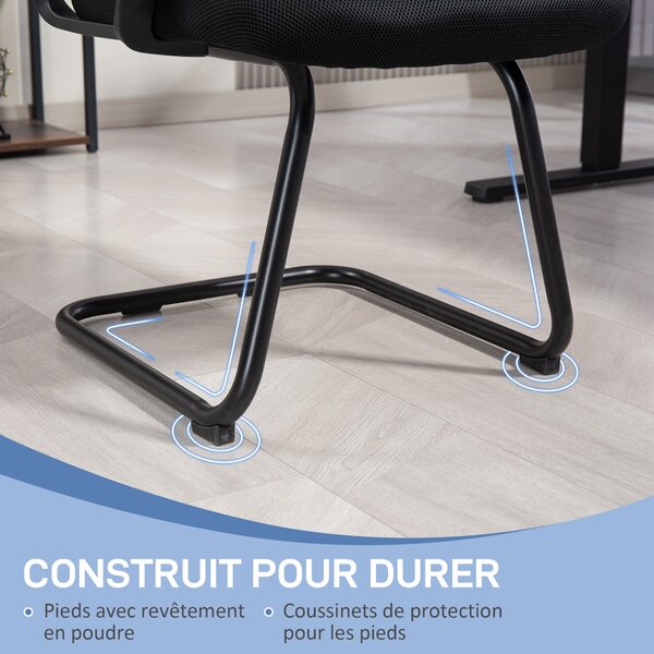 HOMCOM Křeslo do Kanceláře s Mřížkovaným Potahem, Ergonomické Křeslo na Schůzky s Kluznou Podlahou, pro Zasedací Místnost, Ložnici, Čekárnu, Recepce