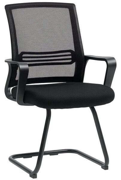 HOMCOM Křeslo do Kanceláře s Mřížkovaným Potahem, Ergonomické Křeslo na Schůzky s Kluznou Podlahou, pro Zasedací Místnost, Ložnici, Čekárnu, Recepce