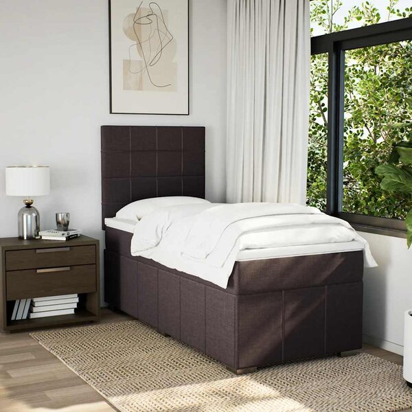 Box spring postel s matrací tmavě hnědá 90x200 cm textil 3291554