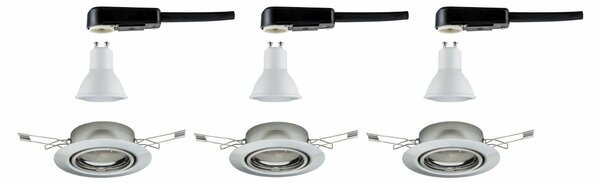 PAULMANN Vestavné svítidlo LED Base kruhové 3x5W GU10 kov kartáčovaný nastavitelné 934.20 P 93420