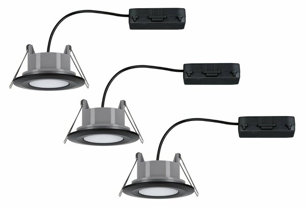 PAULMANN Vestavné svítidlo LED Calla IP65 kruhové 4.000K 3x6,5W černá mat výklopné 999.91