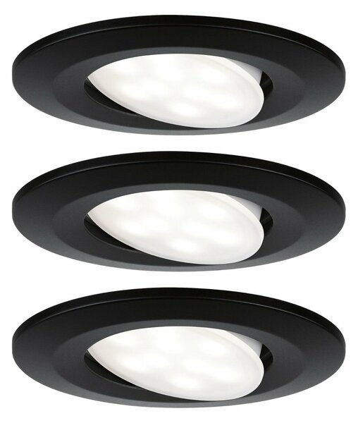 PAULMANN Vestavné svítidlo LED Calla IP65 kruhové 4.000K 3x6,5W černá mat výklopné 999.91