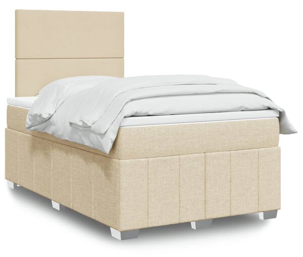 Box spring postel s matrací krémová 120x190 cm textil 3293905