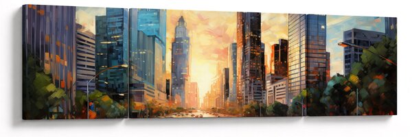 Obraz - Malba města (170x50 cm)