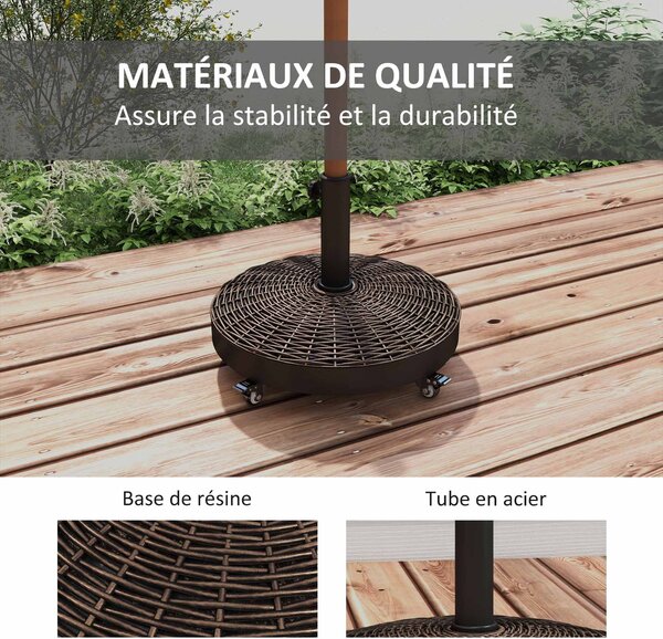 Podstavec na slunečník Outsunny s hmotností 50 lb a 4 kolečky - Ø 52 x 41H cm - Bronzový | Aosom