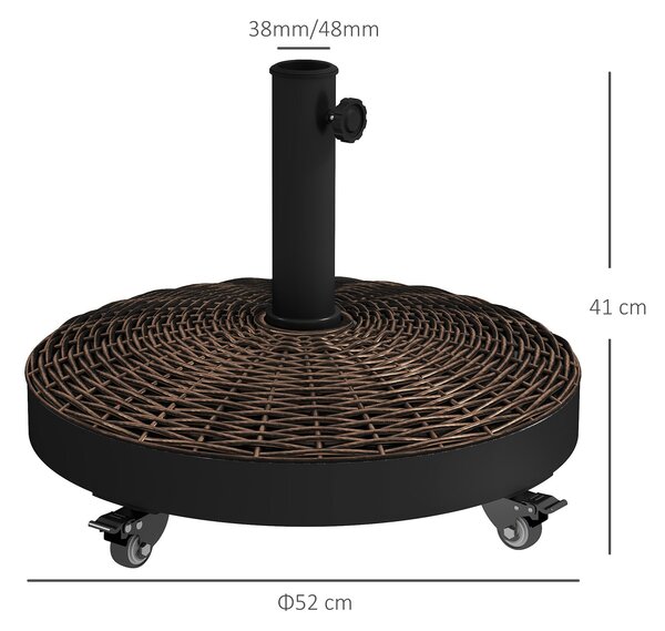 Podstavec na slunečník Outsunny s hmotností 50 lb a 4 kolečky - Ø 52 x 41H cm - Bronzový | Aosom