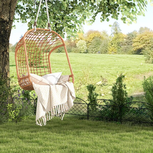 Outsunny Sada 5 dekorativních kovových panelů zahradního plotu, zahradní okraj, pro květinový záhon - rozměry 305 x 43 cm, černá | Aosom