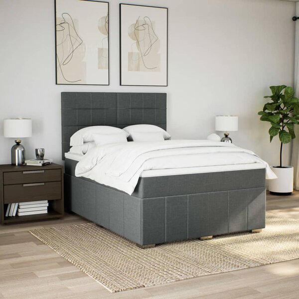 Box spring postel s matrací tmavě šedý 140 x 190 cm textil 3291664