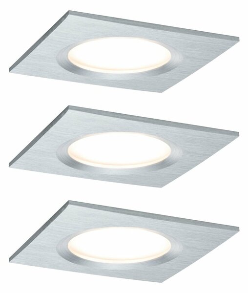 Paulmann vestavné svítidlo LED Coin Slim IP44 hranaté 6,8W hliník 3ks sada stmívatelné 938.95 P 93895