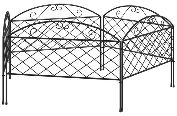 Outsunny Sada 5 dekorativních kovových panelů zahradního plotu, zahradní okraj, pro květinový záhon - rozměry 305 x 43 cm, černá | Aosom