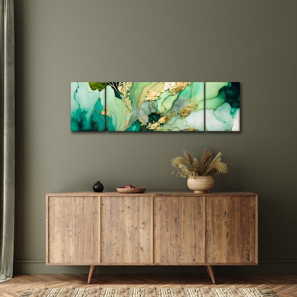 Obraz - Zelená abstrakce (170x50 cm)