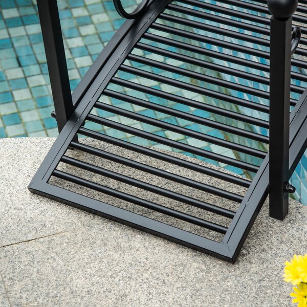 Zahradní most Outsunny z kovu s bočními zábradlím, starožitný styl, maximální nosnost 150 kg, rozměry 102 x 48 x 49 cm, černý | Aosom