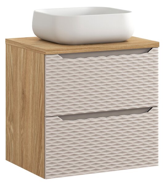 Comad Koupelnová skříňka s deskovým umyvadlem Ocean Beige 60 béžová/dub olejovaný