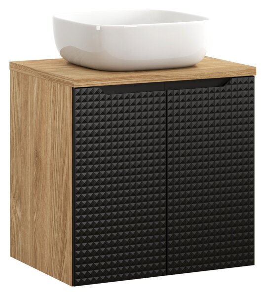 Comad Skříňka s deskovým umyvadlem set Luxor Black II. 60, 2x dvířka, černá/dub olejovaný