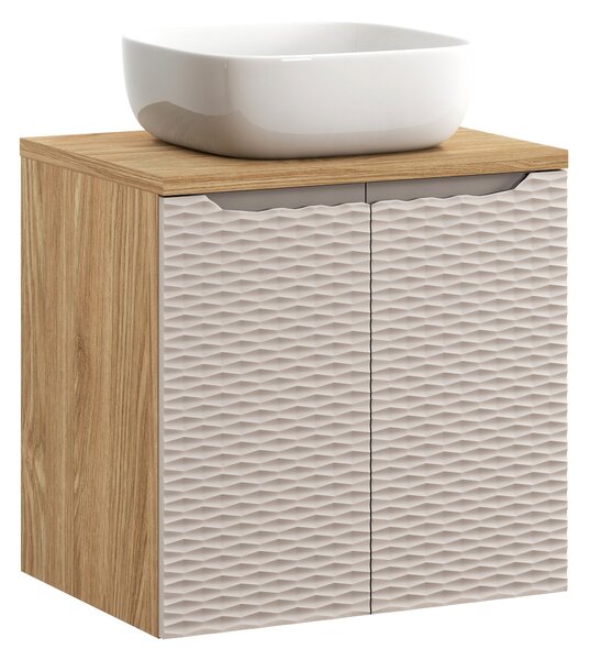 Comad Koupelnová skříňka s deskovým umyvadlem Ocean Beige II. 60 béžová/dub olejovaný