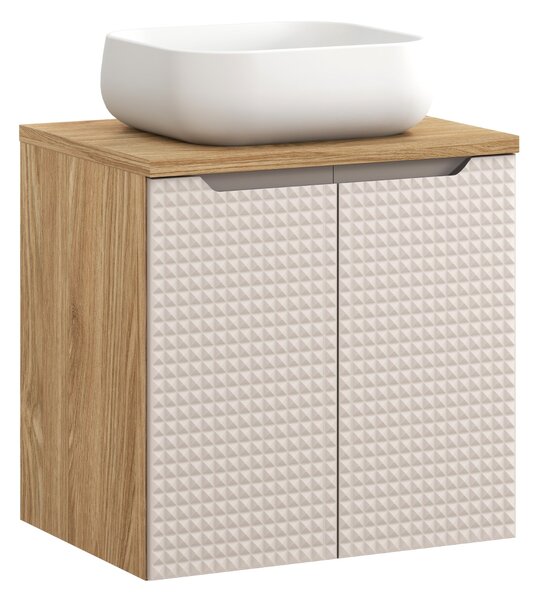 Comad Koupelnová skříňka s deskovým umyvadlem Luxor Beige II. 60 béžová/dub olejovaný