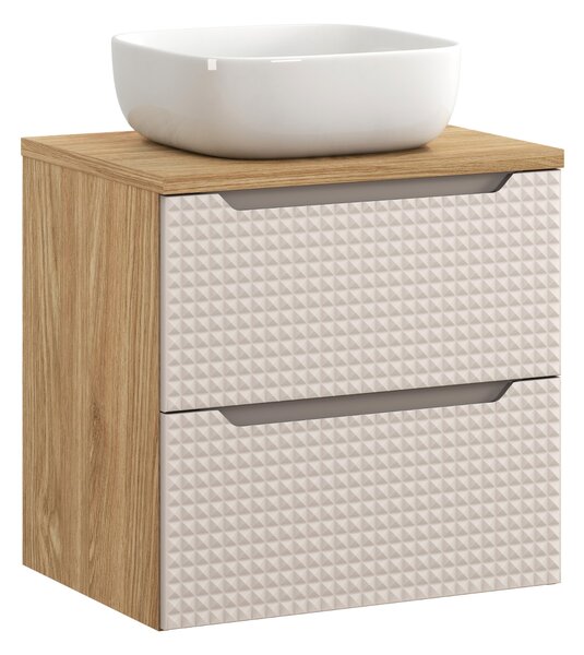 Comad Koupelnová skříňka s deskovým umyvadlem Luxor Beige 60 béžová/dub olejovaný