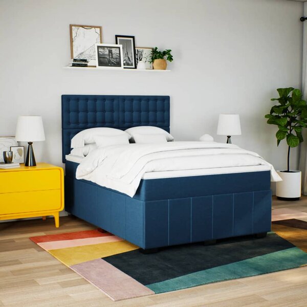Box spring postel s matrací modrá 140x200 cm textil 3291711