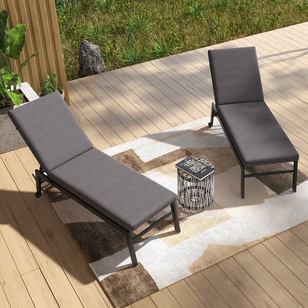 Outsunny Sada 2 polstrů na sluneční lehátko s upevňovacími pásy do zahrady - 190,5L x 58,4W x 7H cm šedá | Aosom
