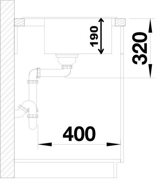 Blanco Dalago 45, silgranitový dřez 465x510x190 mm, 1-komorový, černá, BLA-525869