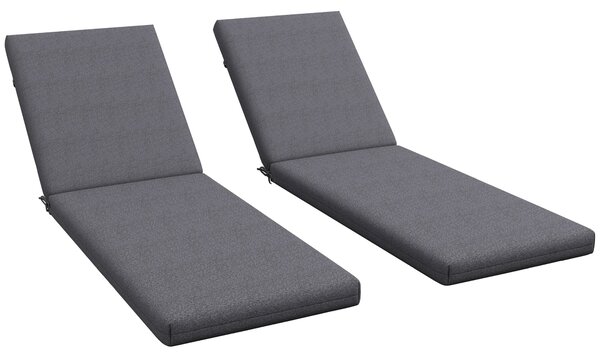 Outsunny Sada 2 polstrů na sluneční lehátko s upevňovacími pásy do zahrady - 190,5L x 58,4W x 7H cm šedá | Aosom