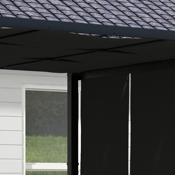 Outsunny Pergola se 3 posuvnými markýzami 3 x 3 m ocelová konstrukce s markýzou z polyesteru vysoké hustoty Tmavě šedá | Aosom