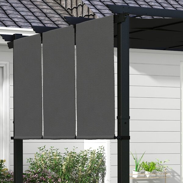 Outsunny Pergola se 3 posuvnými markýzami 3 x 3 m ocelová konstrukce s markýzou z polyesteru vysoké hustoty Tmavě šedá | Aosom