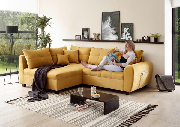 ROHOVÁ SEDAČKA, textil, kompozitní dřevo, žlutá MID.YOU - Sedací soupravy, Online Only