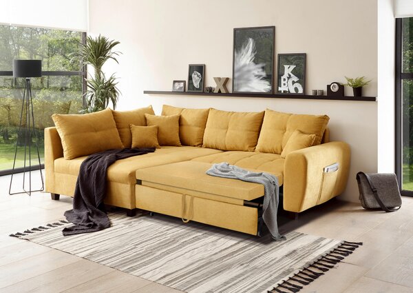 ROHOVÁ SEDAČKA, textil, kompozitní dřevo, žlutá MID.YOU - Sedací soupravy, Online Only