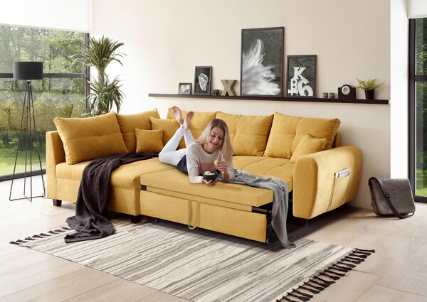 ROHOVÁ SEDAČKA, textil, kompozitní dřevo, žlutá MID.YOU - Sedací soupravy, Online Only